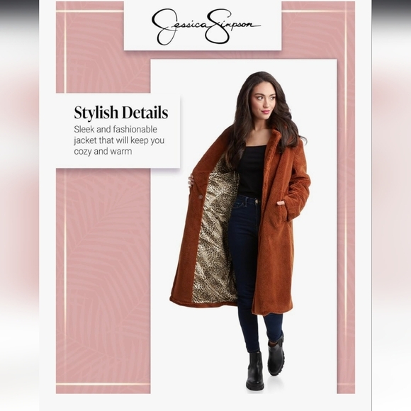 Sherpa Fleece Peacoat-Cognac-Jessica Simpson NWT - Picture 5 of 16